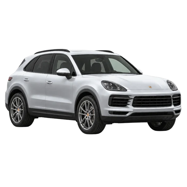 2019 Porsche Cayenne in Silber, Ansicht: Dreiviertelansicht vorne (nach links gerichtet)