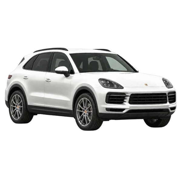 2019 Porsche Cayenne in weiß, Ansicht: Dreiviertelansicht vorne (nach links gerichtet)