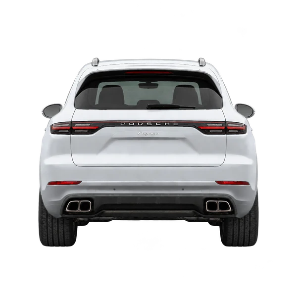 Porsche Cayenne 2021 باللون فضي، منظر من الخلف