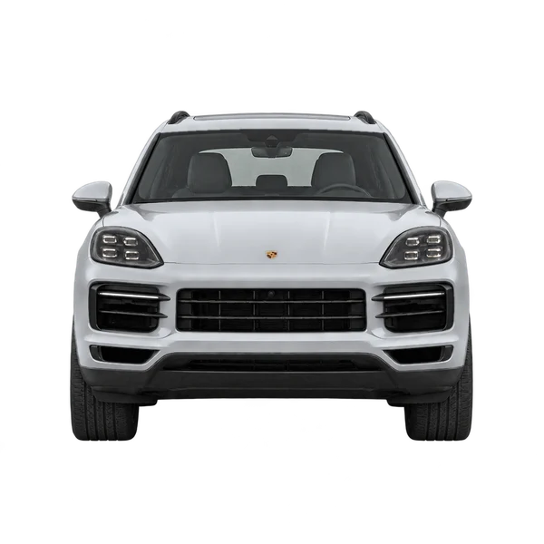 Porsche Cayenne 2027 en plateado, vista frontal
