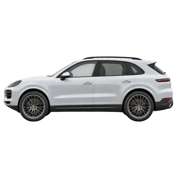 Porsche Cayenne 2027 en plateado, vista lateral (mirando a la izquierda)