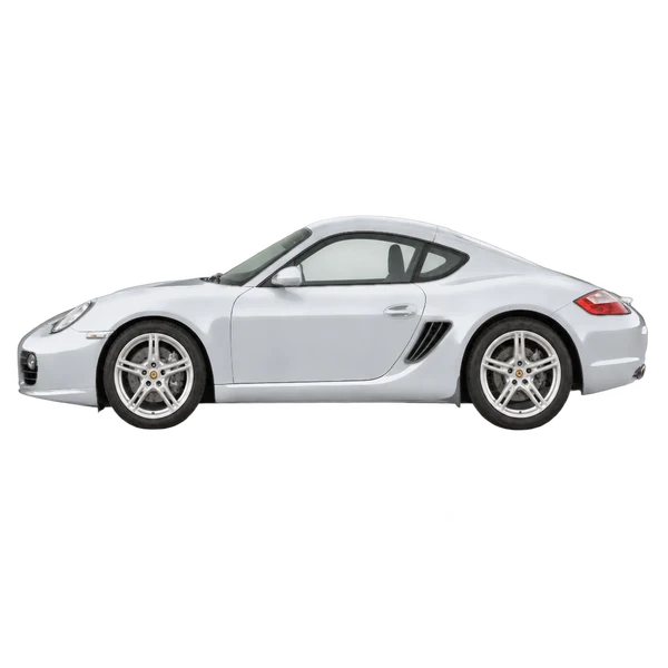 silver 2010 Porsche Cayman side (facing left) view
