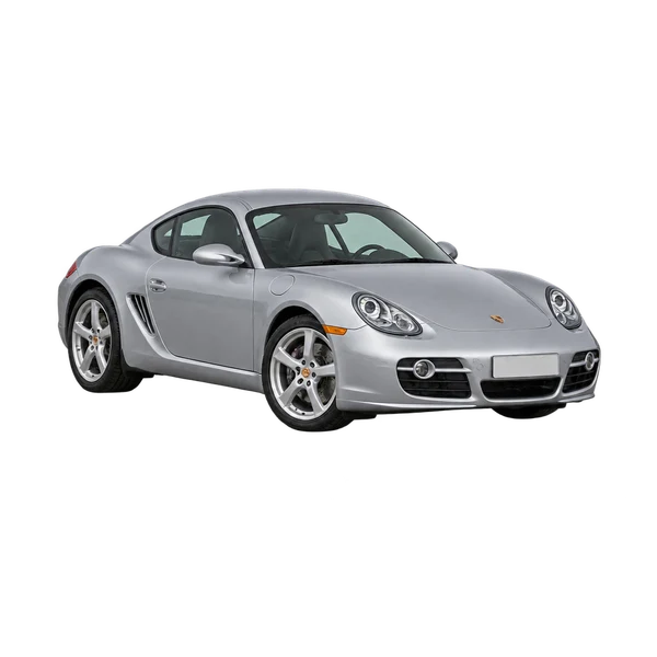 Porsche Cayman 2012 argent, vue trois-quarts avant (orienté vers la gauche)