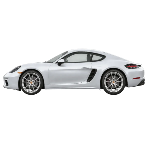 Porsche Cayman 2018 prata, vista lateral (voltada para a esquerda)