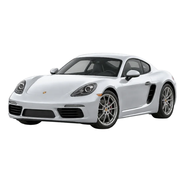 シルバーの2023 Porsche Cayman（フロントスリークォーター(左向き)ビュー）