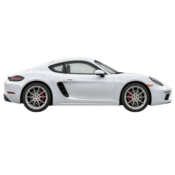 Porsche Cayman 2023 argent, vue profil (tourné vers la droite)