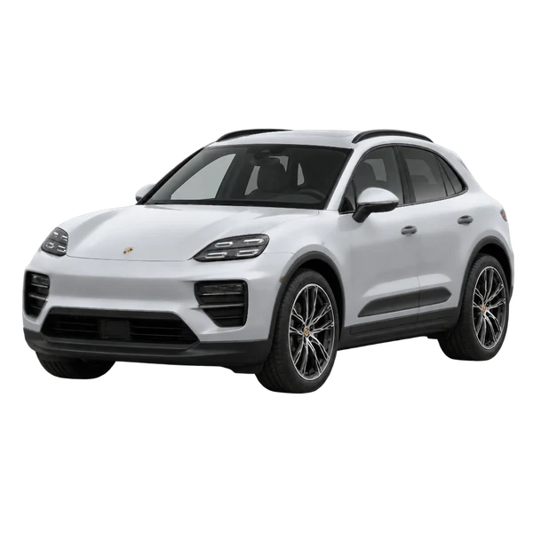 シルバーの2026 Porsche Macan 4（フロントスリークォーター(左向き)ビュー）