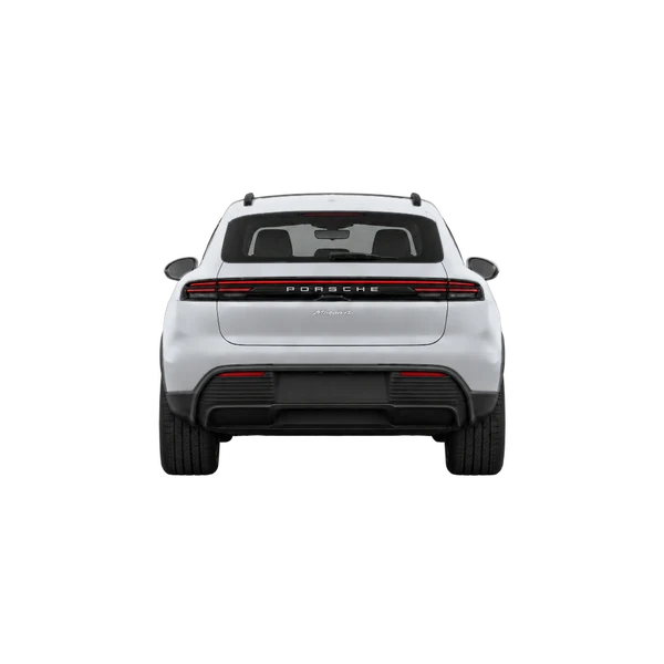 Porsche Macan 4 2026 باللون فضي، منظر من الخلف