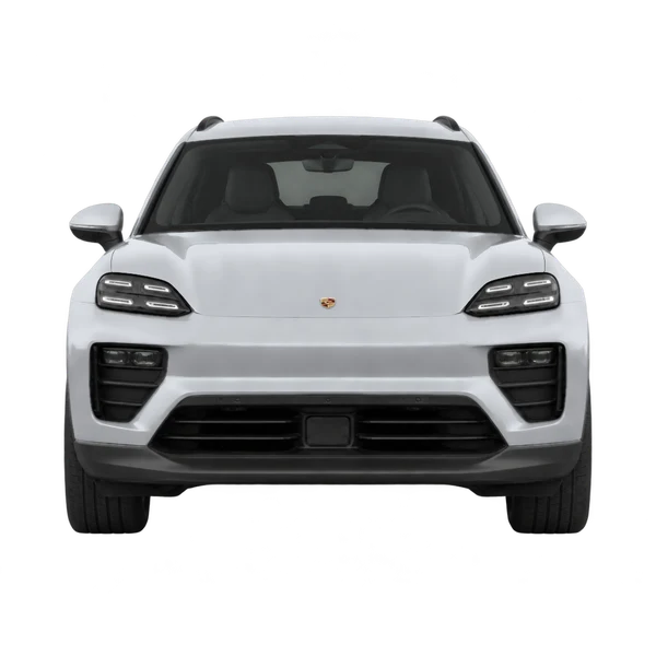 Porsche Macan Electric 2026 باللون فضي، منظر أمامي