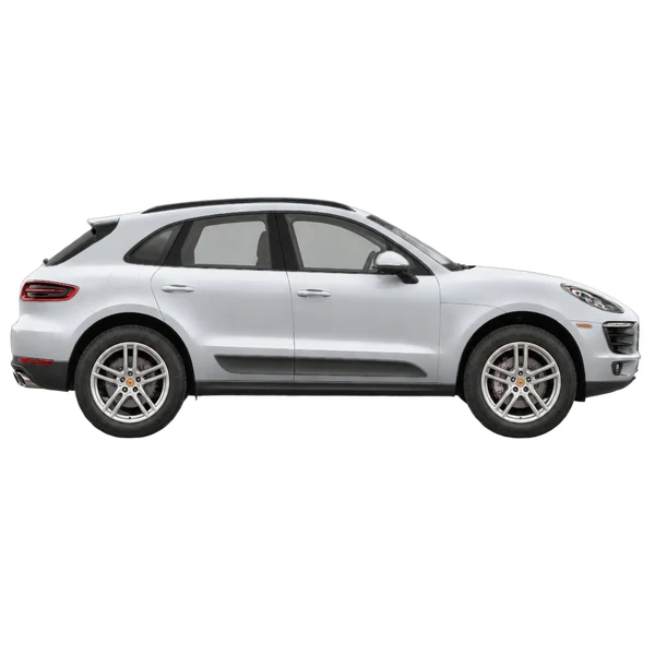 シルバーの2014 Porsche Macan（側面（右向き）ビュー）