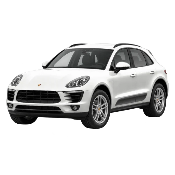 ホワイトの2014 Porsche Macan（フロントスリークォーター(左向き)ビュー）