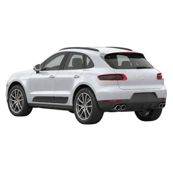 2017 Porsche Macan in Silber, Ansicht: Dreiviertelansicht von hinten (nach links gerichtet)