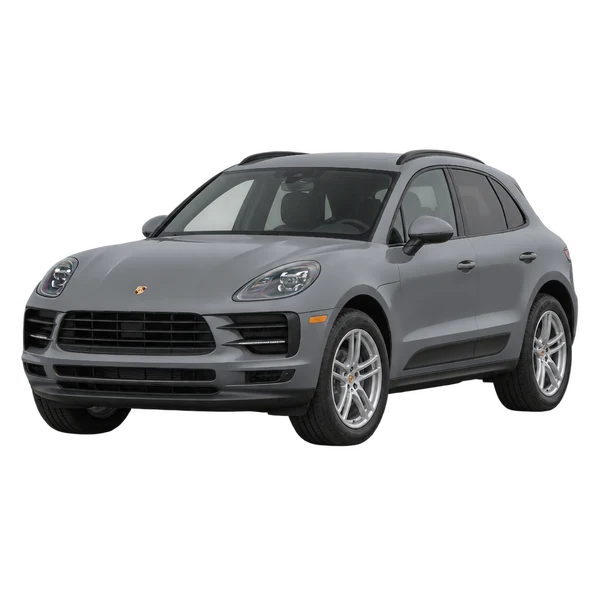 2021 Porsche Macan in grau, Ansicht: Dreiviertelansicht vorne (nach links gerichtet)