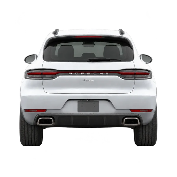 Porsche Macan 2022 prata, vista traseira
