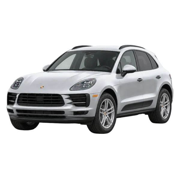2025 Porsche Macan in Silber, Ansicht: Dreiviertelansicht vorne (nach links gerichtet)