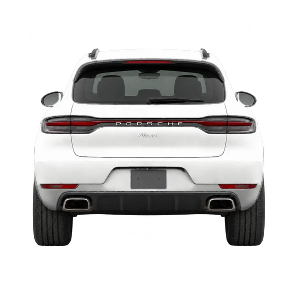 Porsche Macan 2026 باللون أبيض، منظر من الخلف