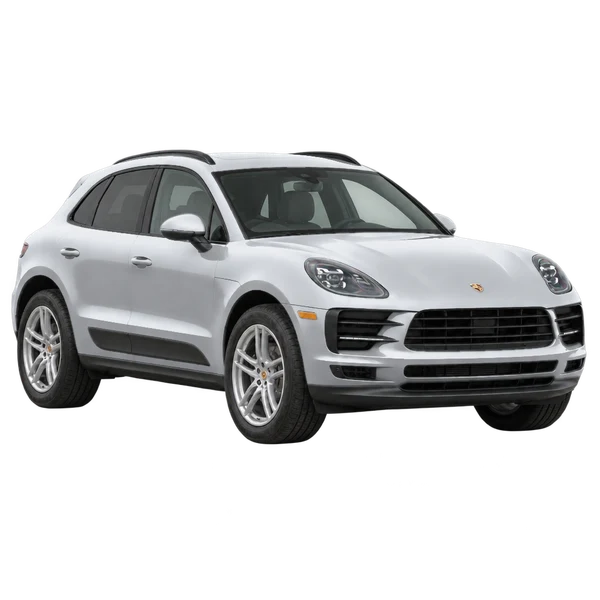 Porsche Macan 2027 argent, vue trois-quarts avant (orienté vers la droite)