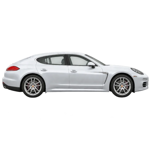 Porsche Panamera 2015 باللون فضي، منظر منظر جانبي (باتجاه اليمين)