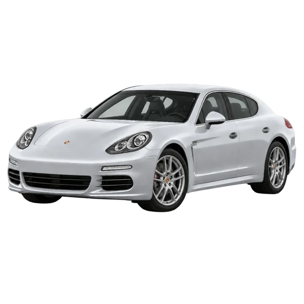 Porsche Panamera 2016 prata, vista dianteira em três quartos (voltada para a esquerda)