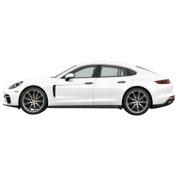 Porsche Panamera 2017 باللون أبيض، منظر جانبي (متجه إلى اليسار)