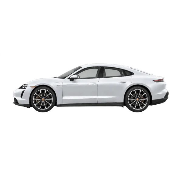 Porsche Taycan 4 2026 argent, vue côté (vers la gauche)