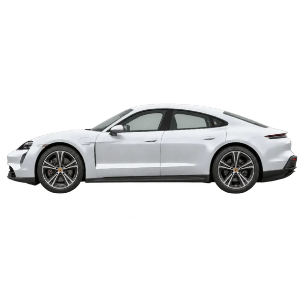 Porsche Taycan 2020 argent, vue côté (vers la gauche)