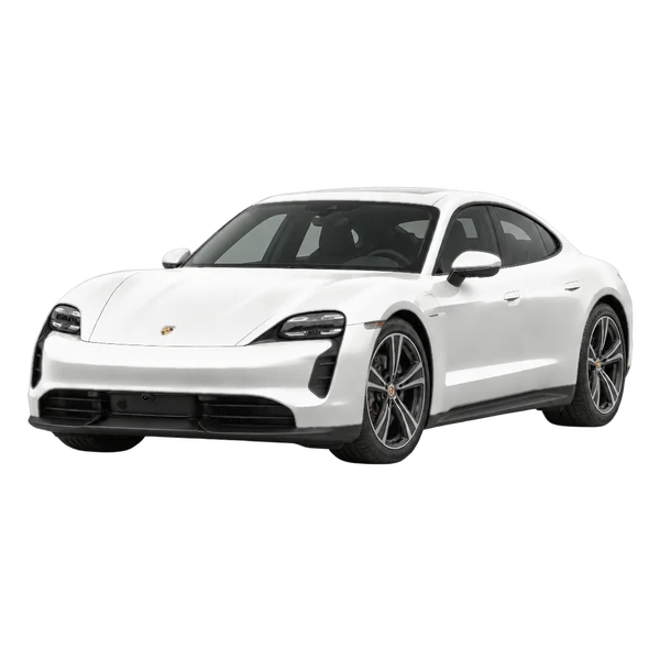 white 2020 Porsche Taycan front three-quarter (facing left) view