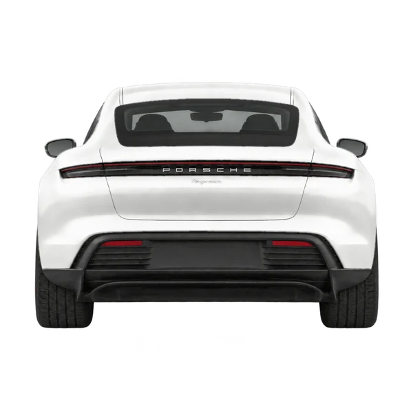 white 2020 Porsche Taycan rear view