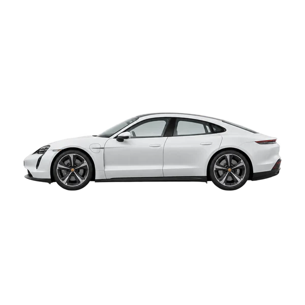 white 2020 Porsche Taycan side (facing left) view