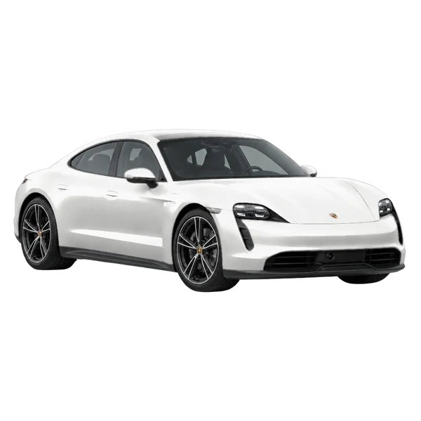 white 2021 Porsche Taycan front three-quarter (facing left) view