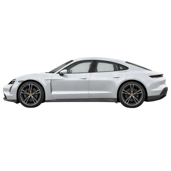 2023 Porsche Taycan in Silber, Ansicht: Seite (nach links gerichtet)