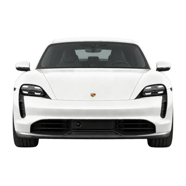 2023 Porsche Taycan in weiß, Ansicht: Front