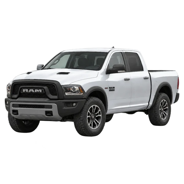 Ram 1500 Rebel 2016 باللون فضي، منظر منظر أمامي بزاوية ثلاثة أرباع (متجه لليسار)