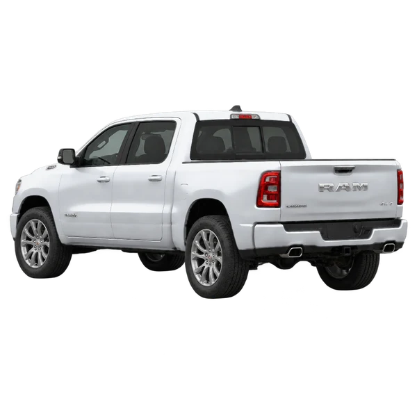 2026 Ram 1500 in Silber, Ansicht: Dreiviertelansicht von hinten (nach links gerichtet)
