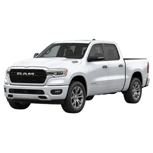 Ram 1500 2027 باللون فضي، منظر منظر أمامي بزاوية ثلاثة أرباع (متجه لليسار)