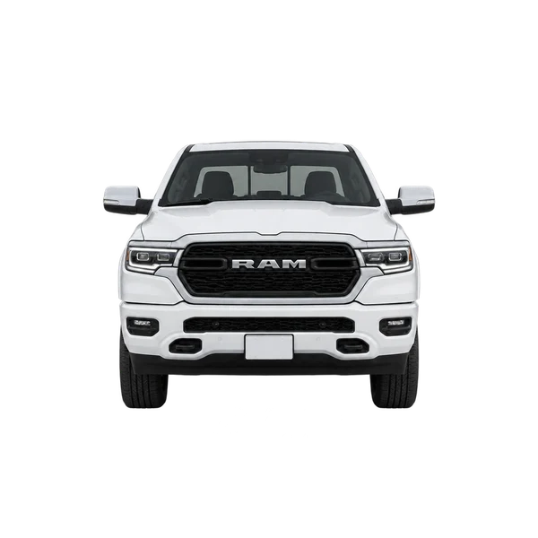 Ram 1500 2027 باللون أبيض، منظر أمامي