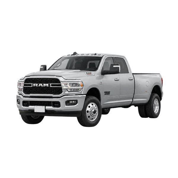 Ram 4000 2021 باللون فضي، منظر منظر أمامي بزاوية ثلاثة أرباع (متجه لليسار)