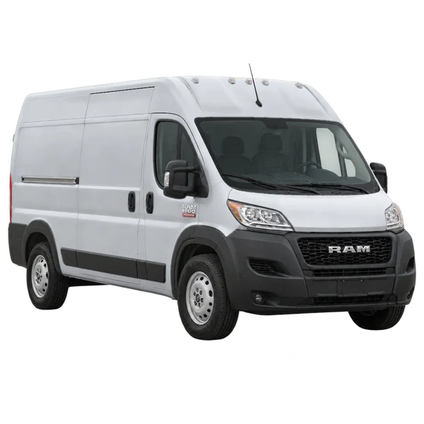 Ram ProMaster 1500 2026 argent, vue trois-quarts avant (orienté vers la gauche)