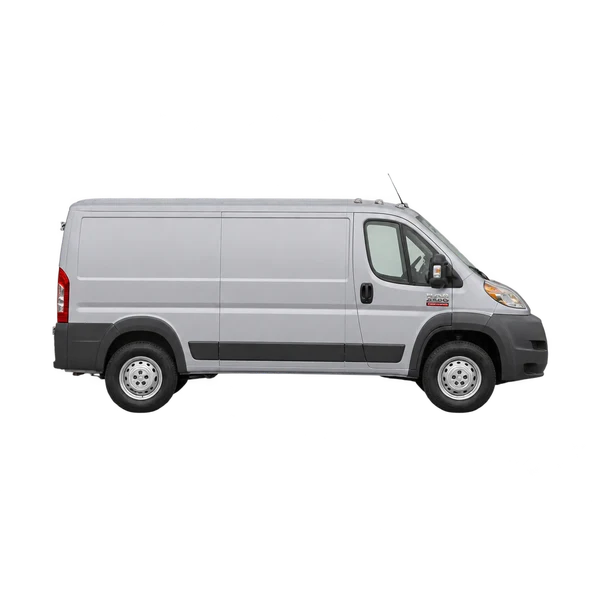 Ram ProMaster 2500 2015 باللون فضي، منظر منظر جانبي (باتجاه اليمين)