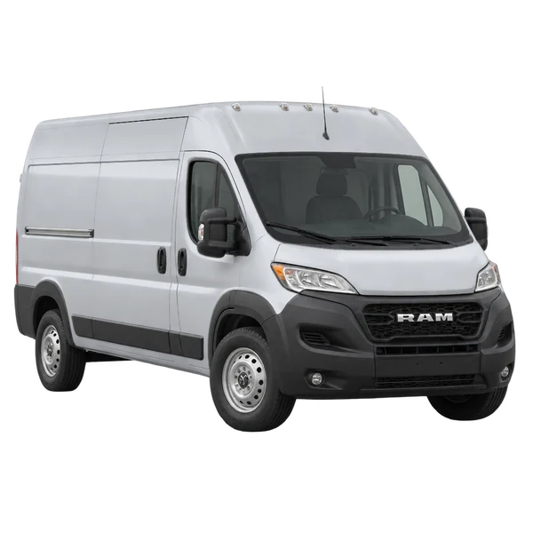 シルバーの2024 Ram ProMaster 2500(フロントスリークォーター(左向き)ビュー)