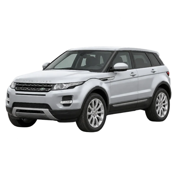 Range Rover Evoque 2013 باللون فضي، منظر منظر أمامي بزاوية ثلاثة أرباع (متجه لليسار)
