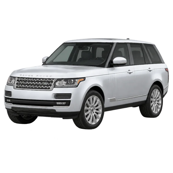 Range Rover Vogue 2016 prata, vista dianteira em três quartos (voltada para a esquerda)