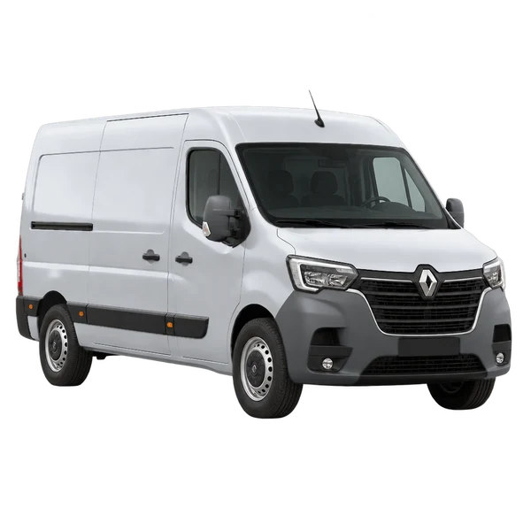 Renault Trucks Master 2025 en plateado, vista frontal tres cuartos (hacia la izquierda)