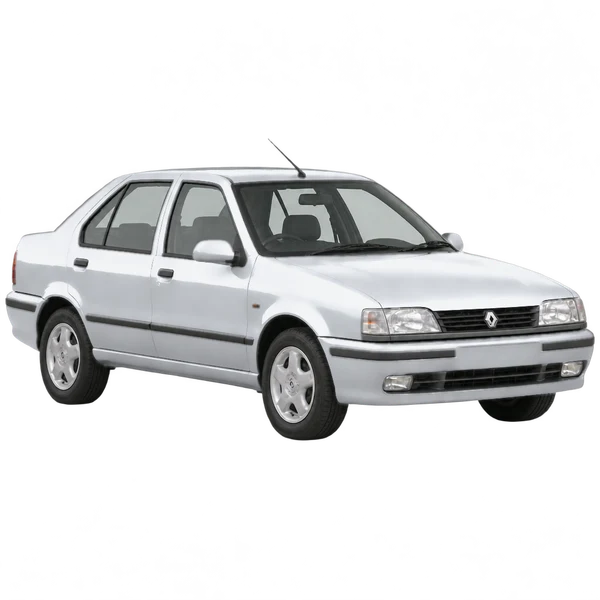 Renault 19 1997 en plateado, vista tres cuartos frontal (mirando a la derecha)