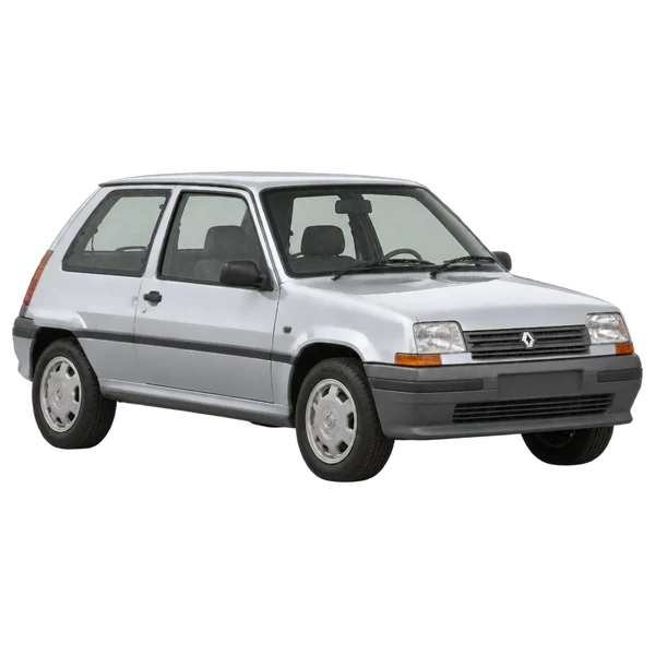 silver 1996 Renault 5 front three-quarter (facing right) view