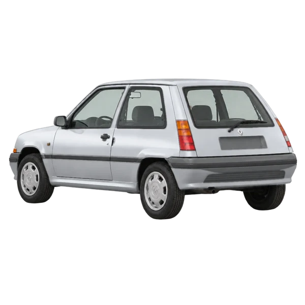 silver 1996 Renault 5 rear three-quarter (facing left) view