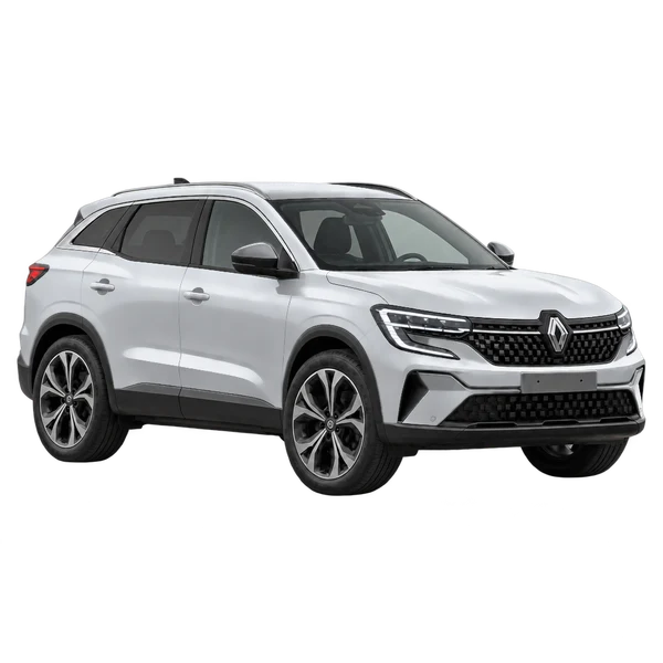 Renault Austral 2026 باللون فضي، منظر زاوية ثلاثة أرباع أمامية (باتجاه اليمين)