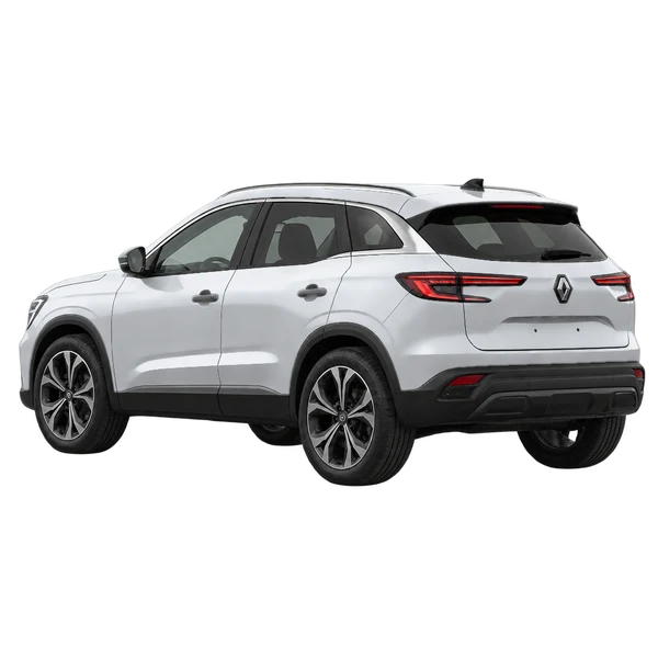 Renault Austral 2026 باللون فضي، منظر ثلاثة أرباع خلفي (باتجاه اليسار)