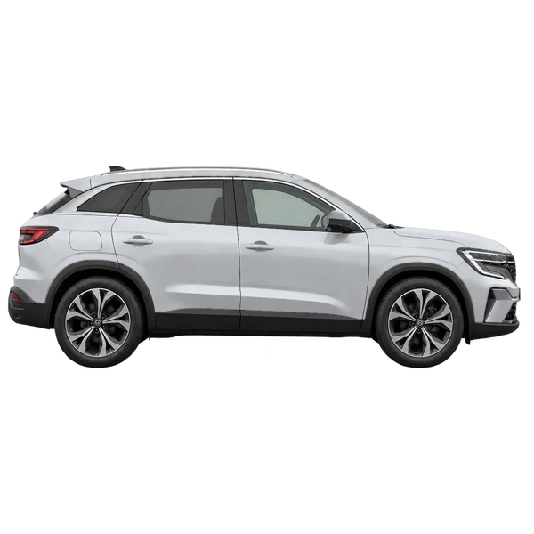 Renault Austral 2026 باللون فضي، منظر منظر جانبي (باتجاه اليمين)