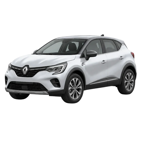 Renault Captur 2021 en plateado, vista frontal tres cuartos (hacia la izquierda)